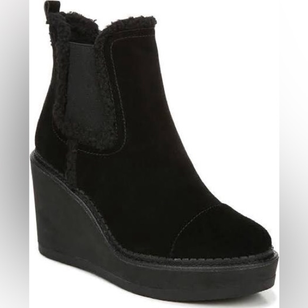 Sam Edelman Women's Black Suede Faux Fur Lined Ankle Boots Size 9